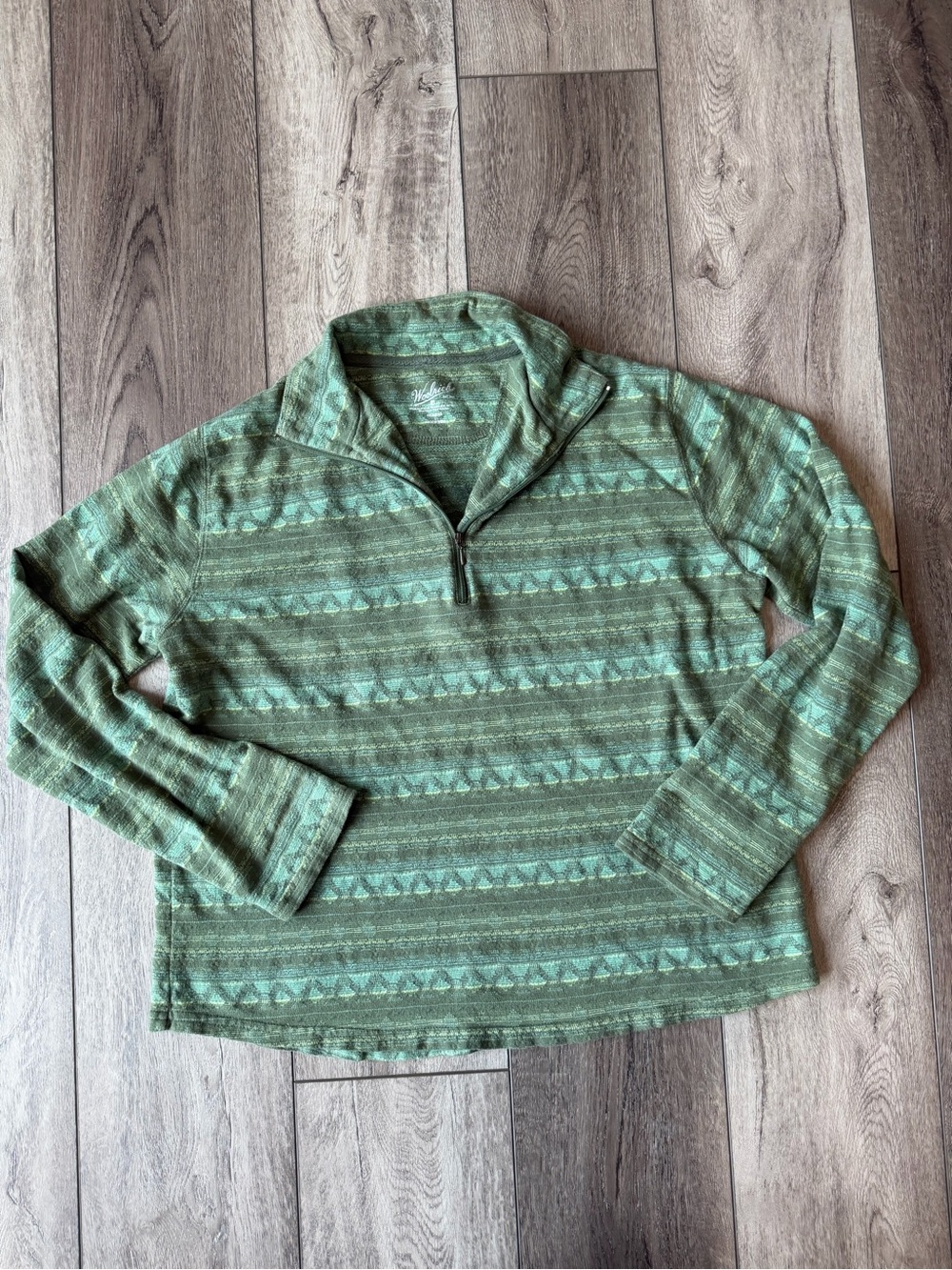 Woolrich- 100% Cotton Green Half-Zip Pullover- Outdoor/Hiking Ready!